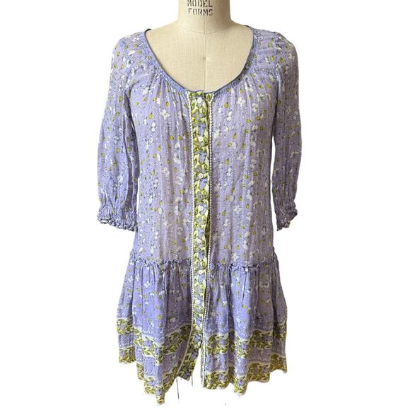 Poupette St. Barth Floral Watercolor Dropwaist Dress Cover Up Size Small - Picture 1 of 5